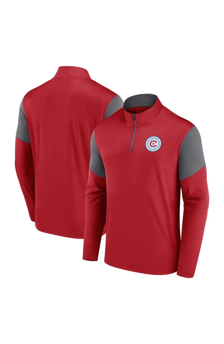 FANATICS Men's Fanatics Red Chicago Fire Logo Quarter-Zip Top, Alternate, color, 