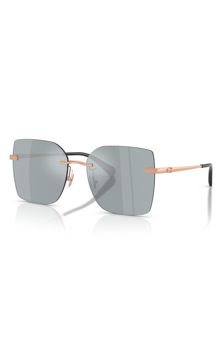 COACH 57mm Square Sunglasses, Alternate, color, Shiny Rose Gold / Grey Mirror