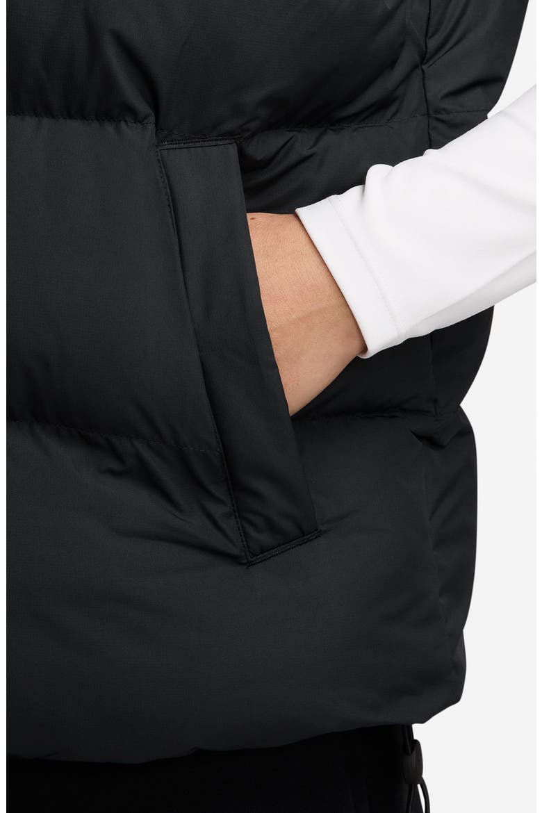 Water Repellent Therma-FIT Hooded Puffer Vest, Alternate, color, BLACK/ WHITE