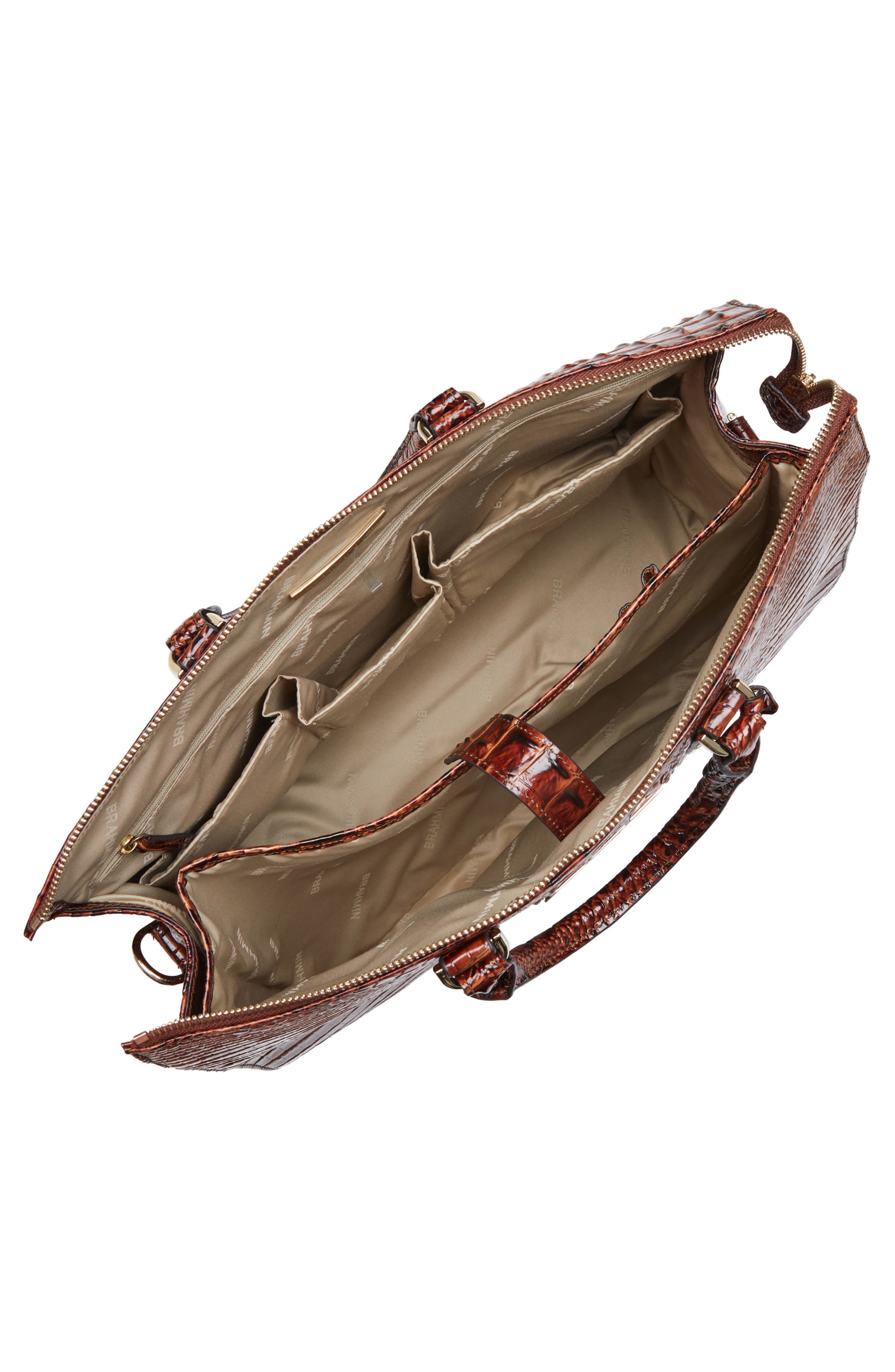 Brahmin Business Croc Embossed Leather Tote, Alternate, color, Pecan