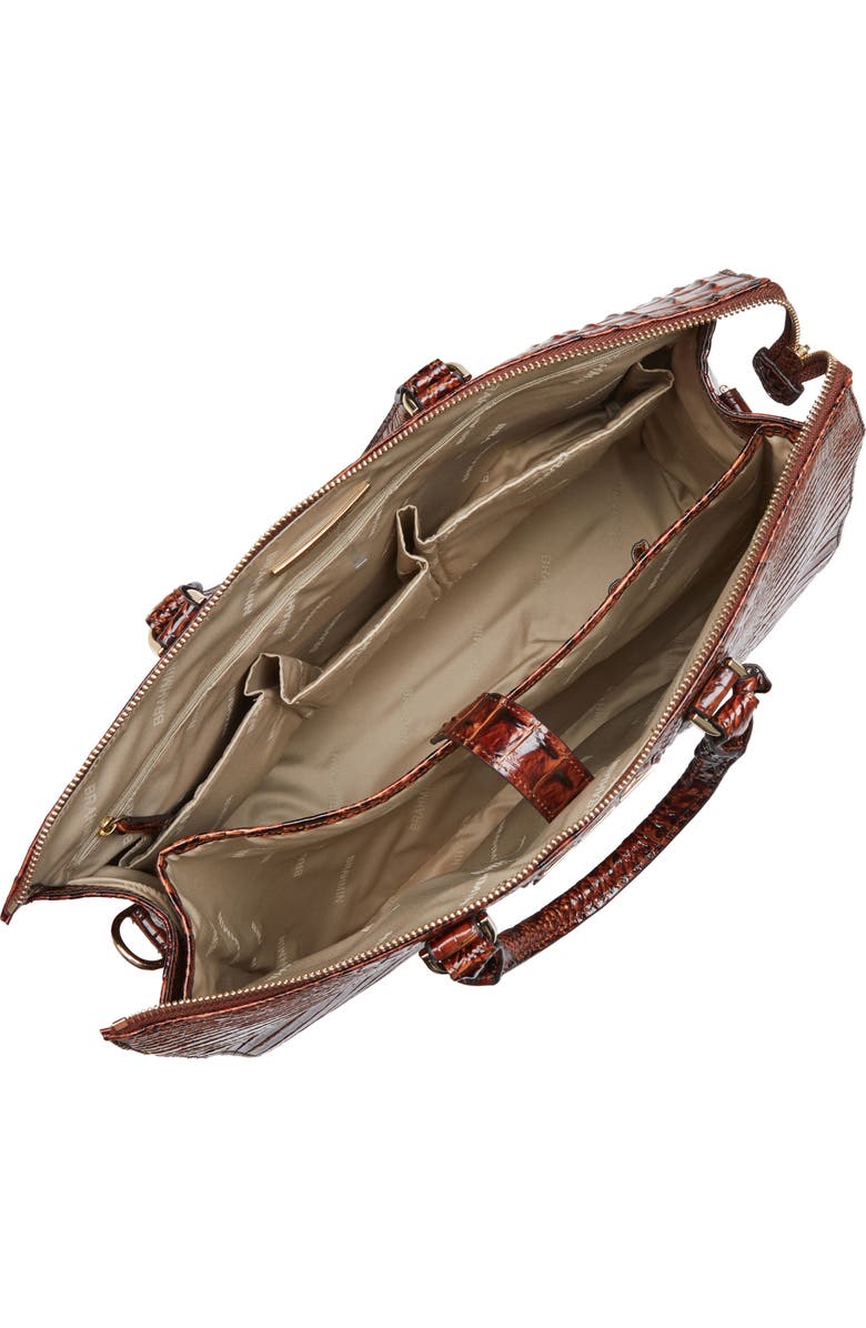 Brahmin Business Croc Embossed Leather Tote, Alternate, color, Pecan