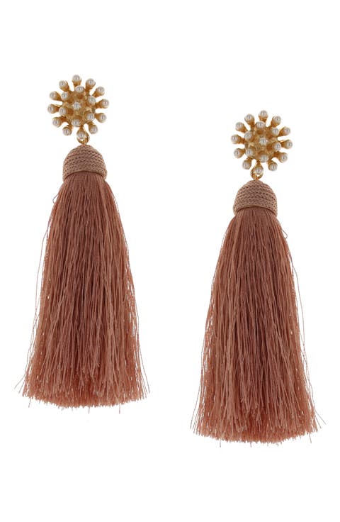 Briella Imitation Pearl & Tassel Drop Earrings