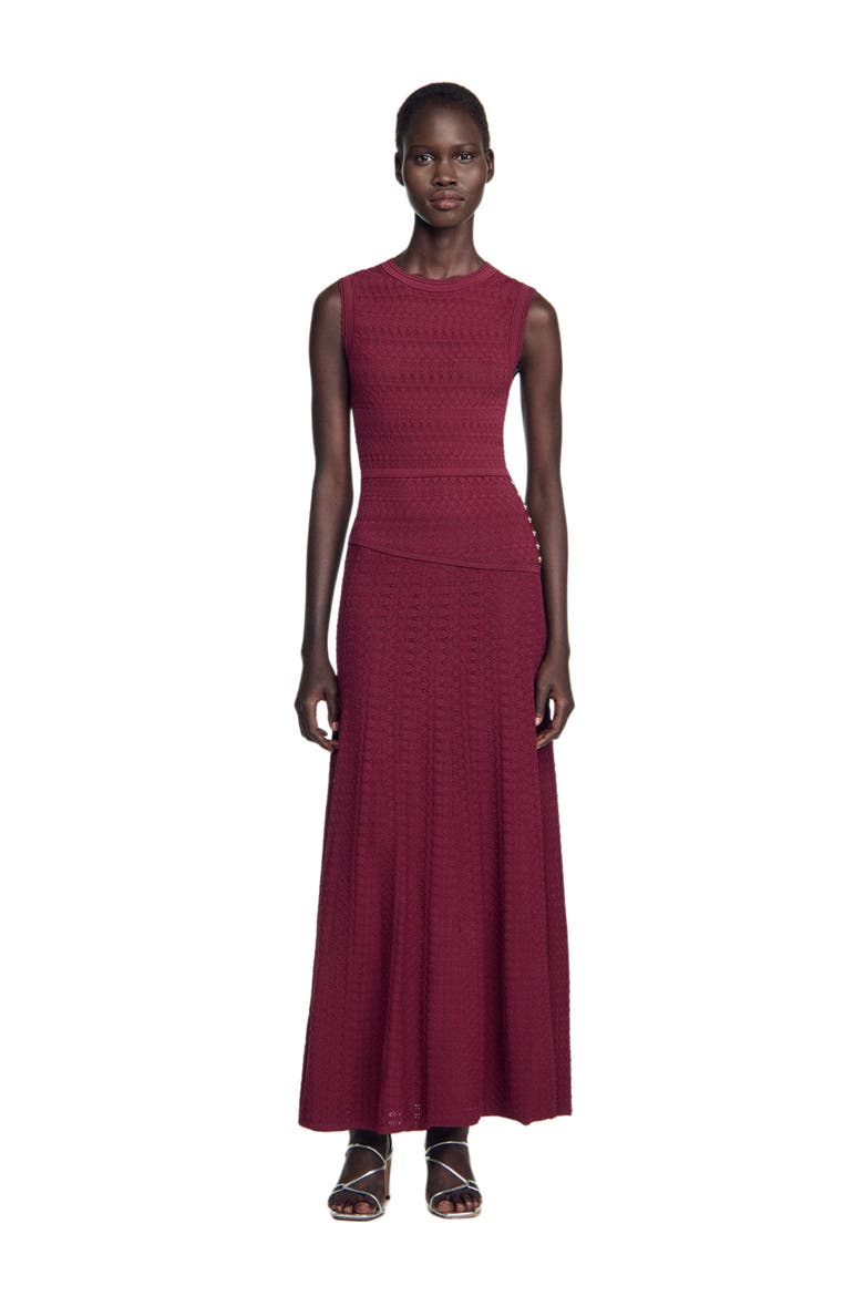 Pointelle knit maxi dress, Main, color, Bordeaux