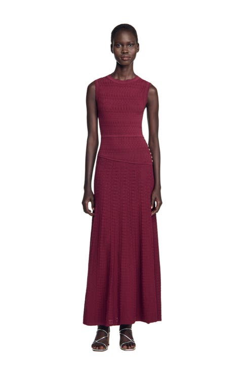 Pointelle knit maxi dress