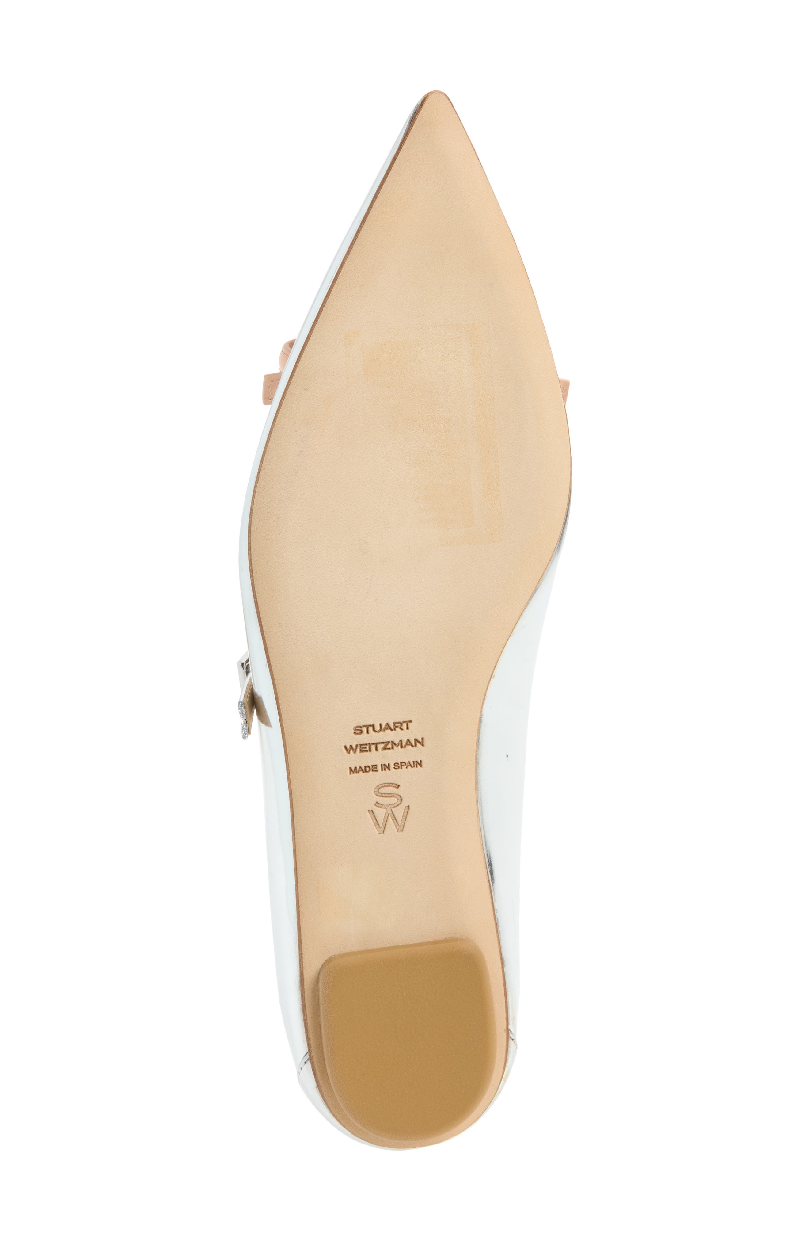 Stuart Weitzman Felicity Bow Mary Jane Flat, Alternate, color, Silver/ Poudre
