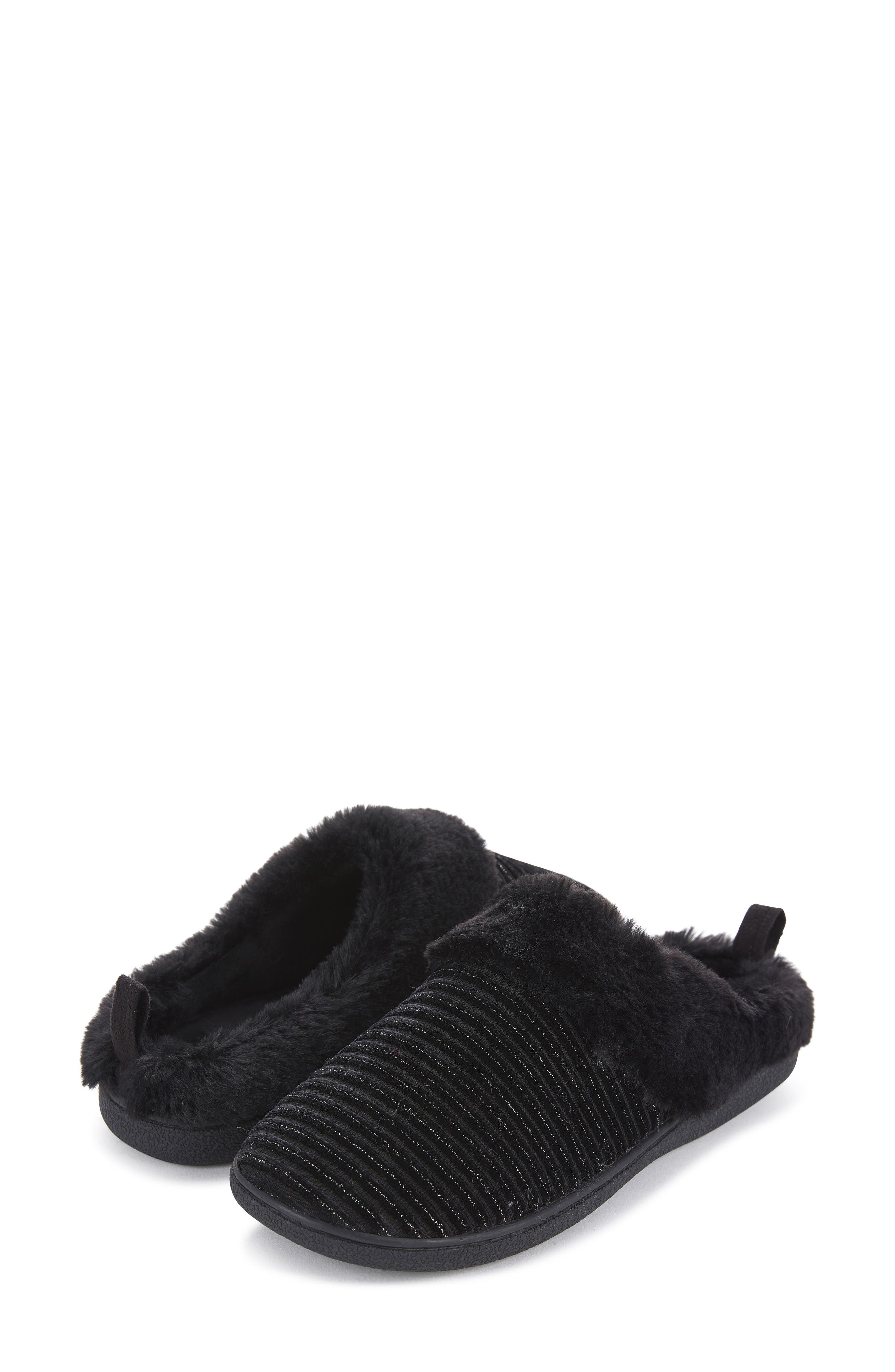 FLOOPI Faux Fur Trim Velour Clog Slipper, Alternate, color, 