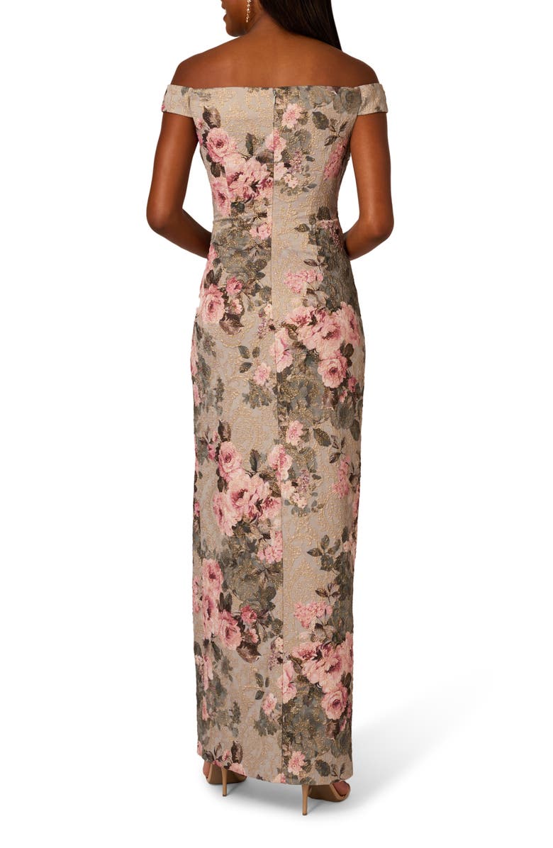 Adrianna Papell Metalasse Off the Shoulder Stretch Column Gown, Alternate, color, 