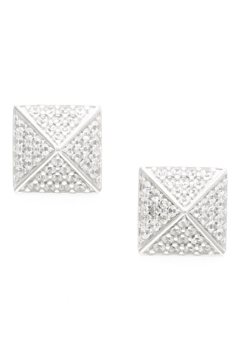 Pavé Pyramid Stud Earrings (Nordstrom Exclusive), Main, color, SILVER