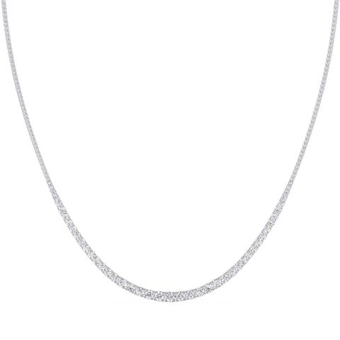 10Ct Graduated Diamond Tennis Necklace Lab Grown 14k Gold 18"