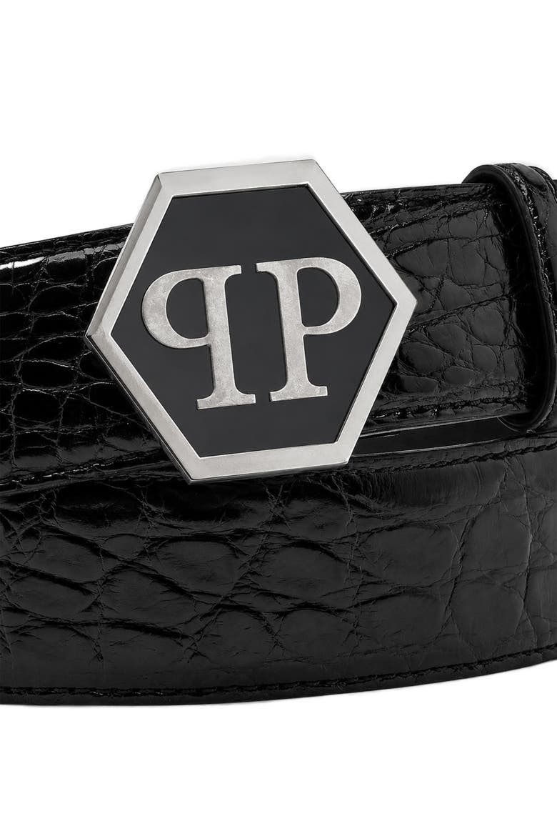 Belt Hexagon Men, Alternate, color, black/nickel