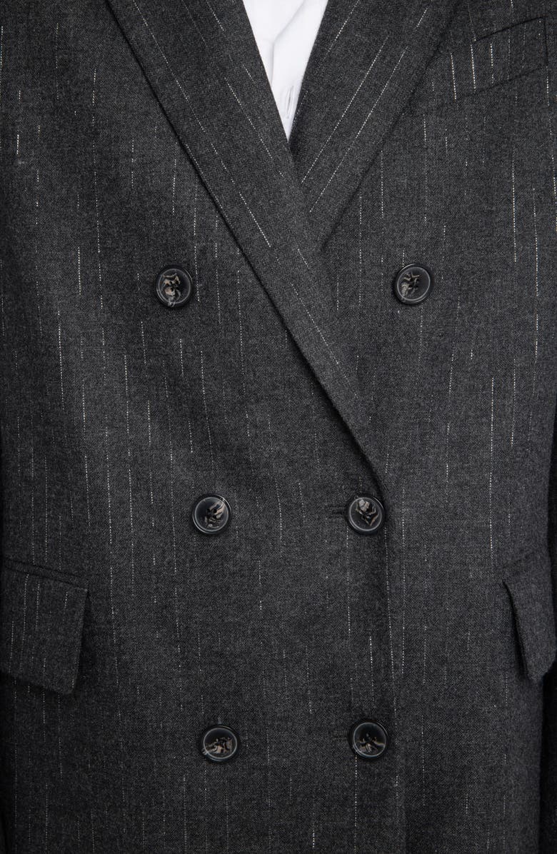 Zadig & Voltaire Vaska Metallic Stripe Double Breasted Blazer, Alternate, color, Anthracite