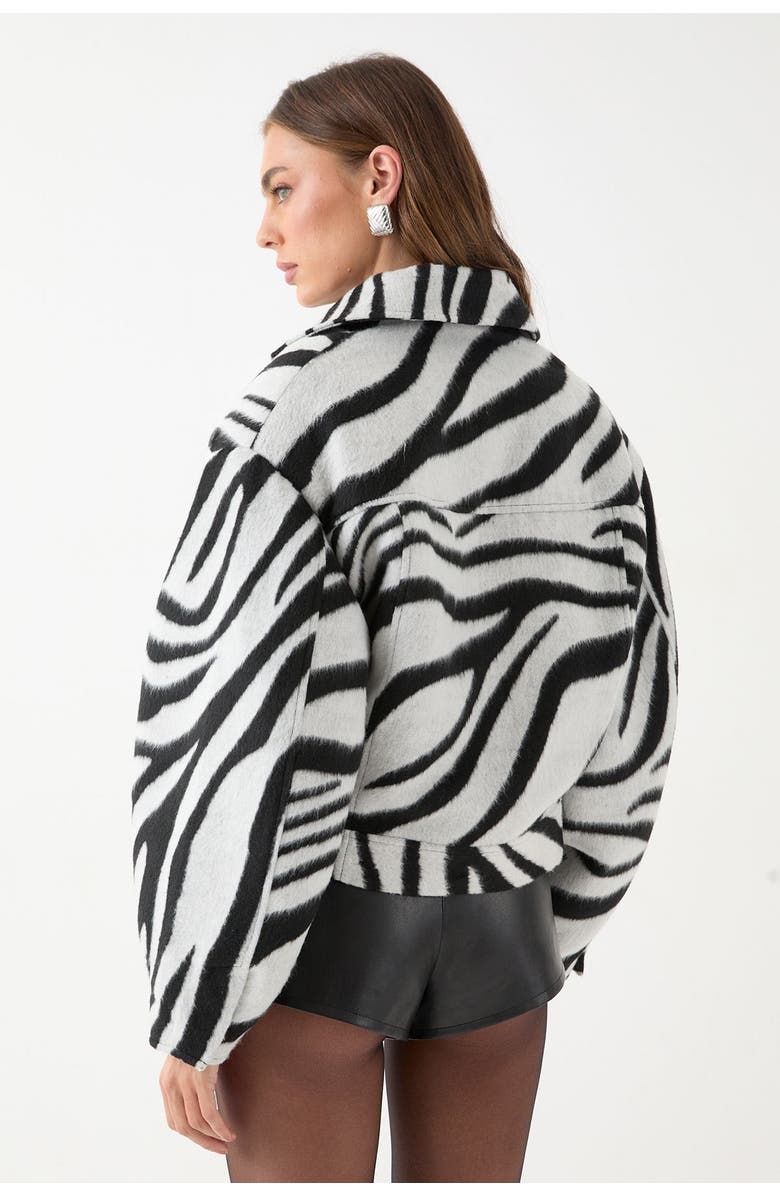 MissPap Zebra Cropped Collared Jacket, Alternate, color, Mono