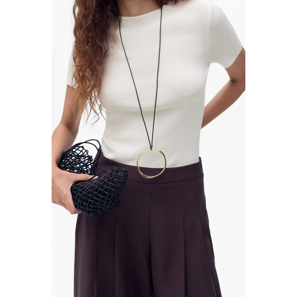 Mango Short Sleeve Fine Knit Cotton Blend Sweater In White
