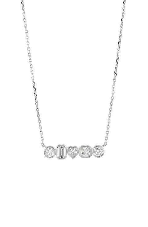 Mixed Shape Cubic Zirconia Bar Pendant Necklace