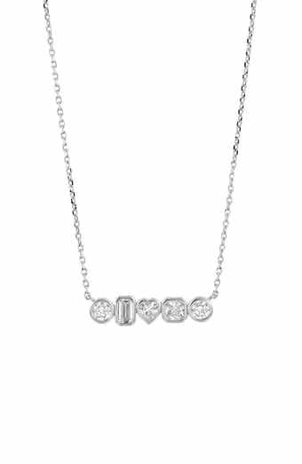 SAVVY CIE JEWELS Mixed Shape Cubic Zirconia Bar Pendant Necklace