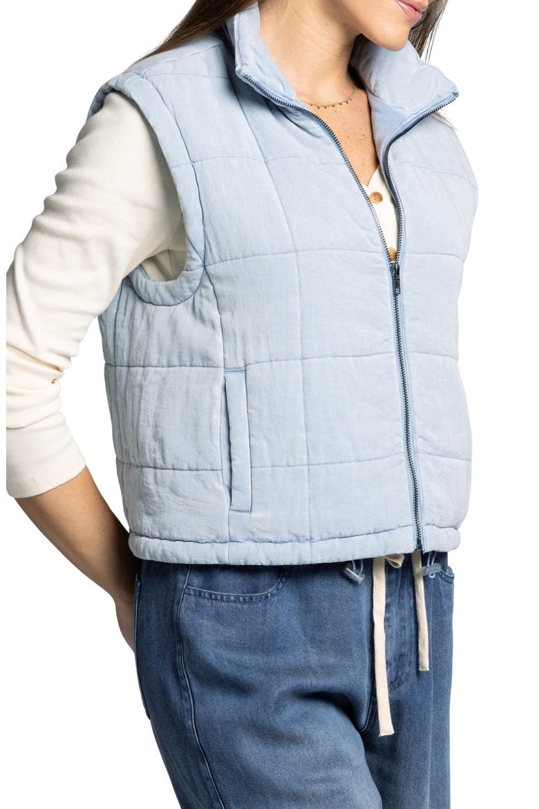 Brina Quilted Denim Zip-Up Vest, Alternate, color, LIGHT DENIM