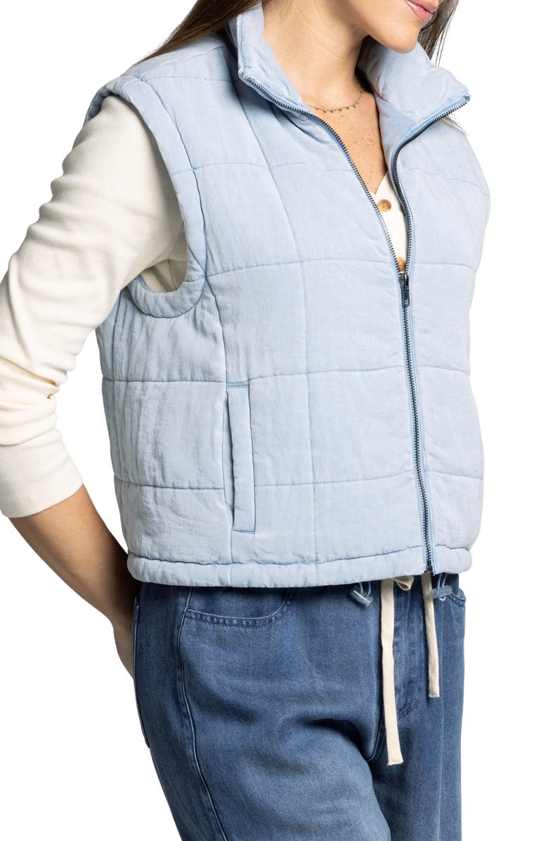 Thread & Supply Brina Quilted Denim Zip-Up Vest, Alternate, color, Light Denim