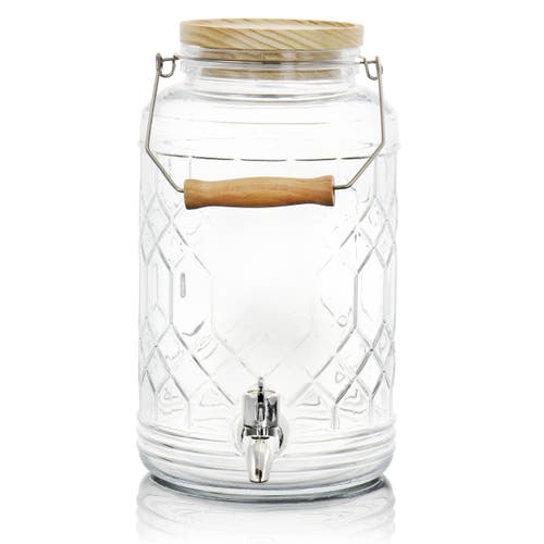 Gibson Home 0.95 Gallon Duval Glass Beverage Dispenser With Wooden Lid And Handle In Transparent