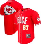 PRO STANDARD Men's Pro Standard Travis Kelce Red Kansas City Chiefs Mesh Button-Up Baseball Jersey