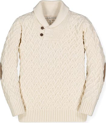 Child's shops cabled wool jumper with shawl collar