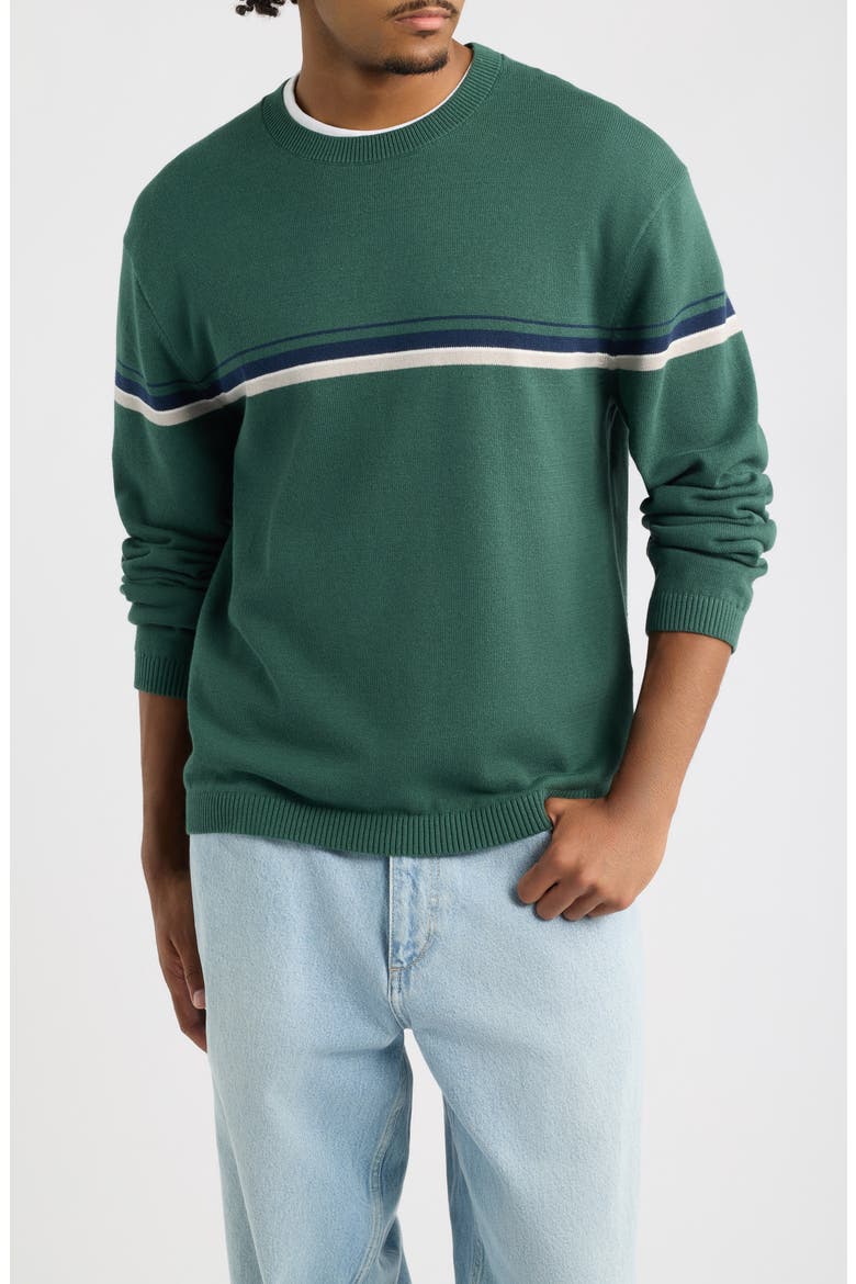 Stripe Cotton Sweater, Main, color, GREEN WADE STRIPE