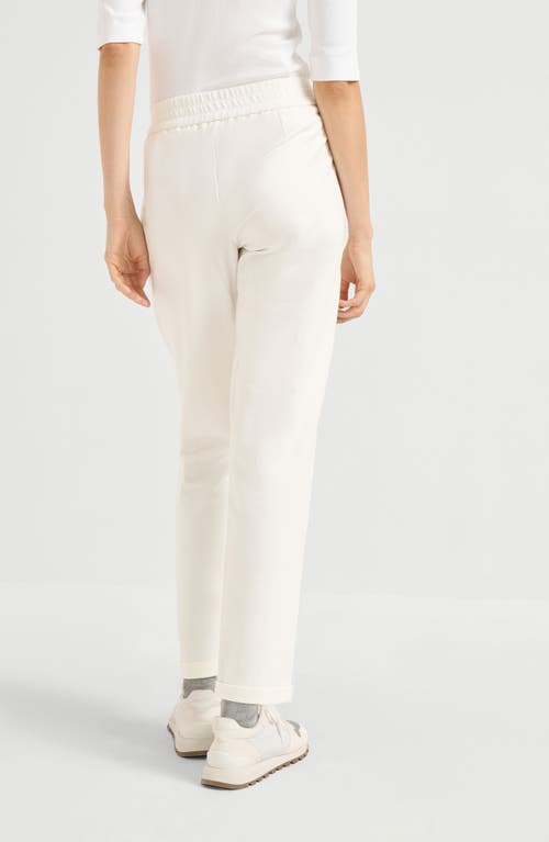 Brunello Cucinelli White Stretch Fleece Monili Track Trousers In White