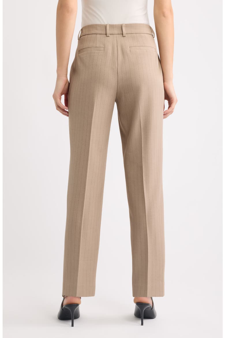 Pinstripe Straight Leg Ankle Pants, Alternate, color, NATURAL CLAY / ANNE BLACK
