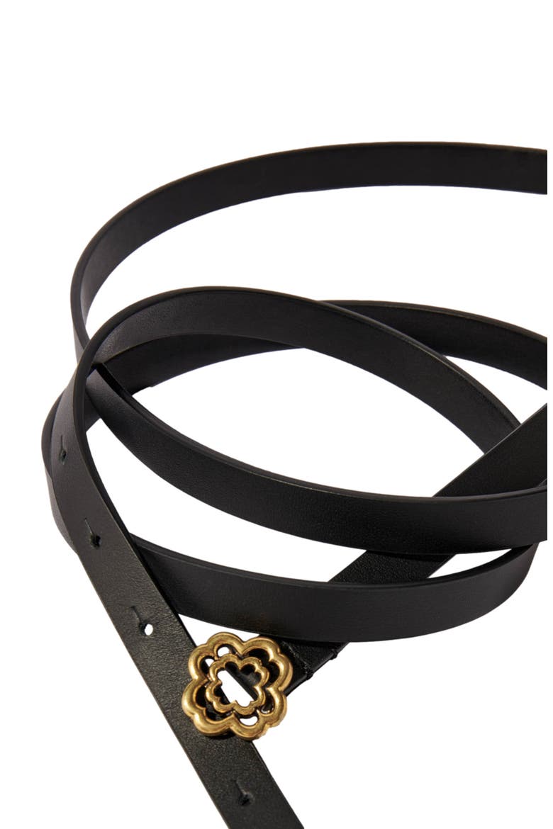 Slim double leather belt, Alternate, color, Black