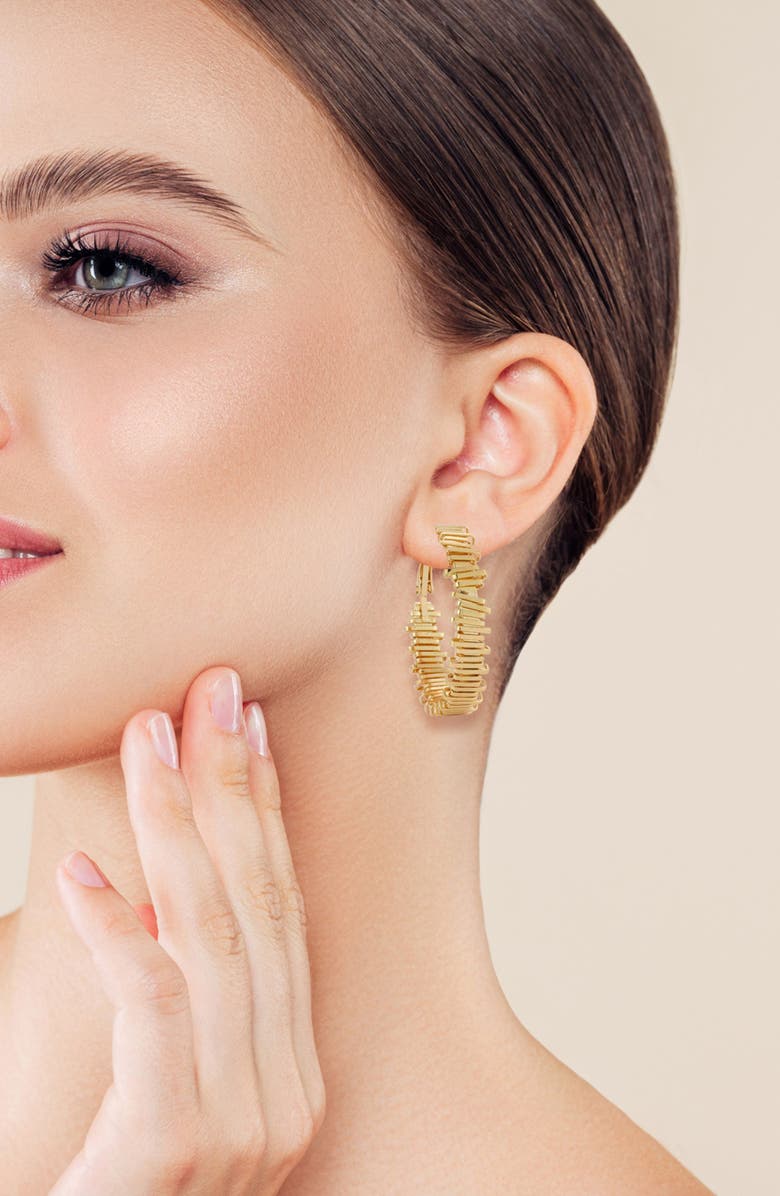 GLAZE JEWELRY Textured Round Hoop Earrings, Alternate, color, Gold