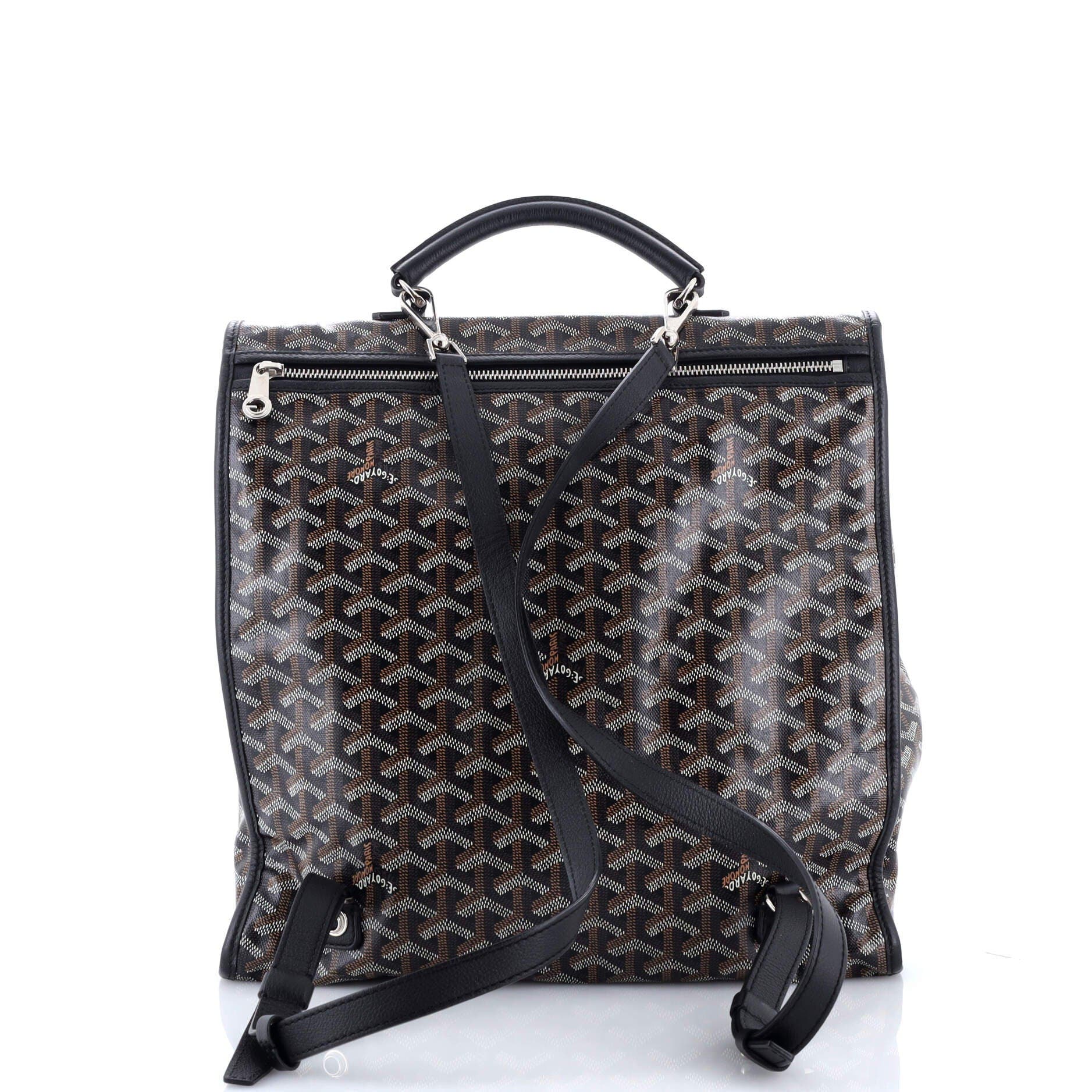 Pre-Owned Goyard Saint Leger Briefcase Backpack Coated Canvas, Alternate, color, Black