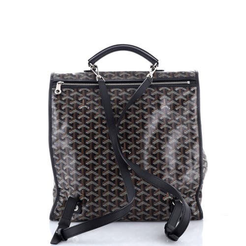 Pre-owned Goyard Goyard Saint Leger Briefcase Backpack Coated Canvas In Black