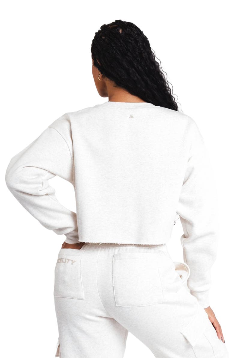 Vitality Cozy Raw Hem Crop, Alternate, color, Oat Marl