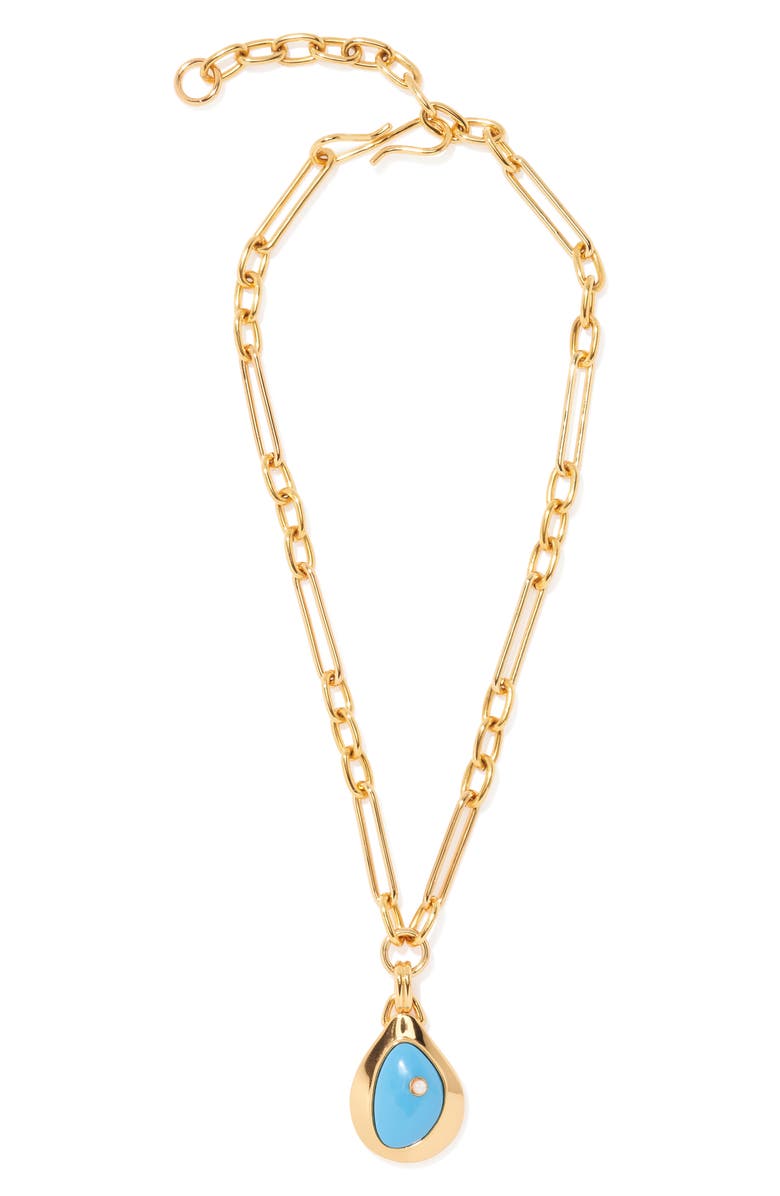 Lizzie Fortunato Pond Pendant Necklace, Main, color, Blue