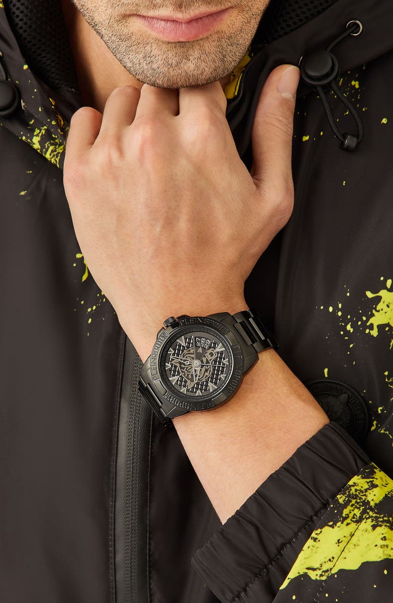 PLEIN SPORT Touchdown Bracelet Watch, 44mm, Alternate, color, Black