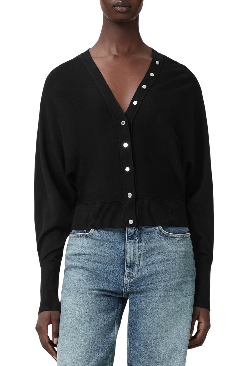 Honor V Merino Wool Cardigan, Main, color, BLACK