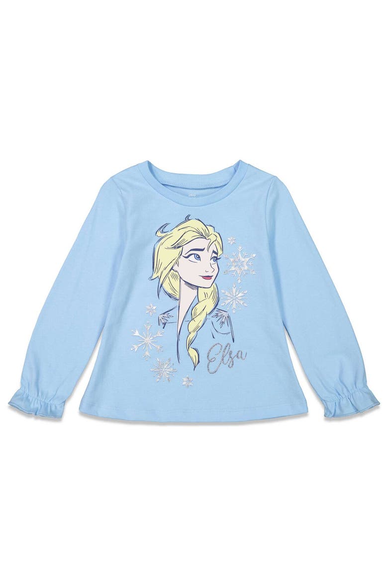 Queen Elsa Frozen Long Sleeve T-Shirt & Leggings Set, Alternate, color, Light Blue
