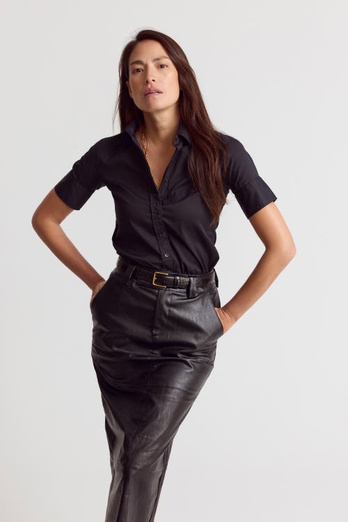 The Shirt By Rochelle Behrens The Short Sleeve Shirt In Black
