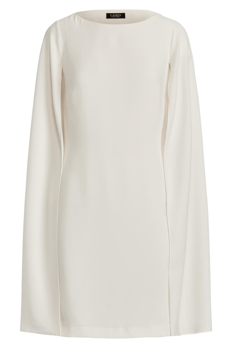 Cape Detail Georgette Cocktail Minidress, Alternate, color, WINTER CREAM