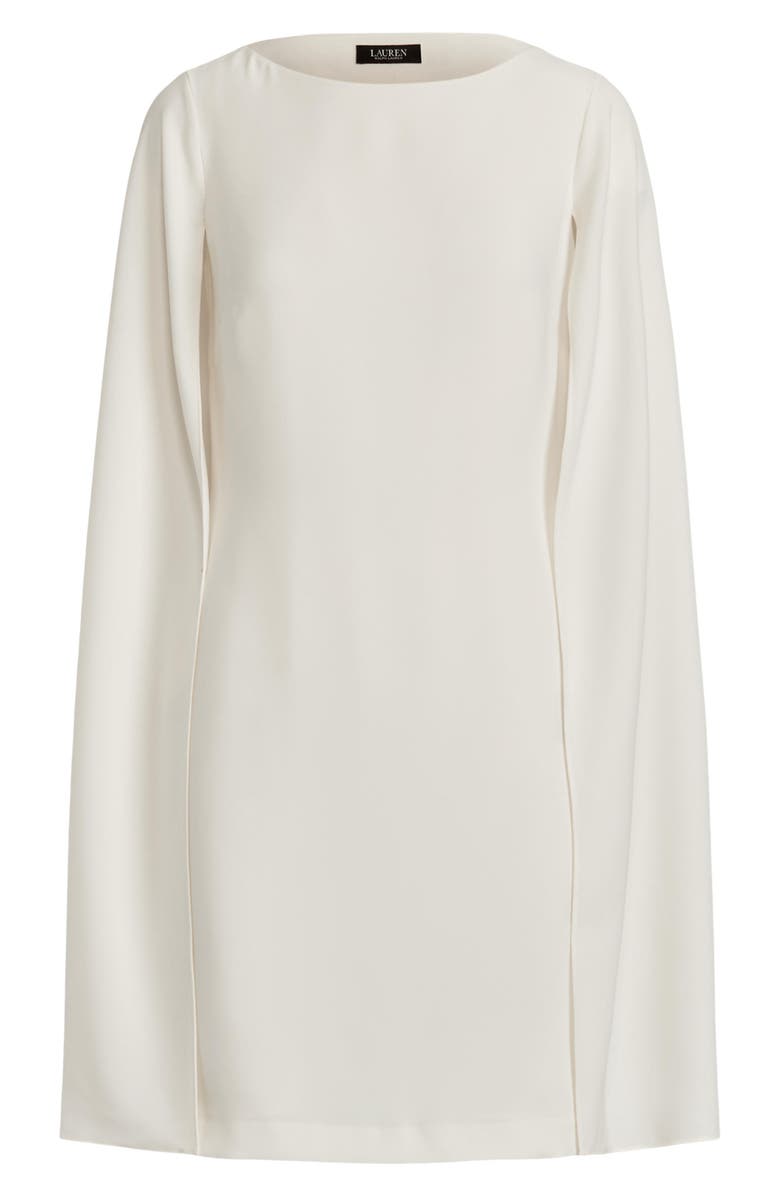 Lauren Ralph Lauren Cape Detail Georgette Cocktail Minidress, Alternate, color, Winter Cream