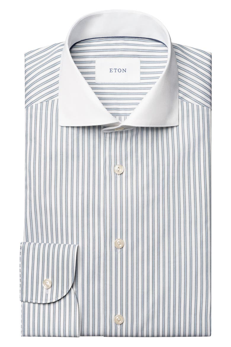 Slim Fit Stripe Twill Cotton Dress Shirt, Alternate, color, LIGHT BLUE