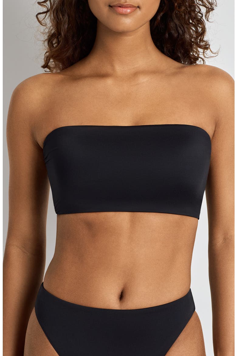 Longline Bandeau Bikini Top, Main, color, BLACK