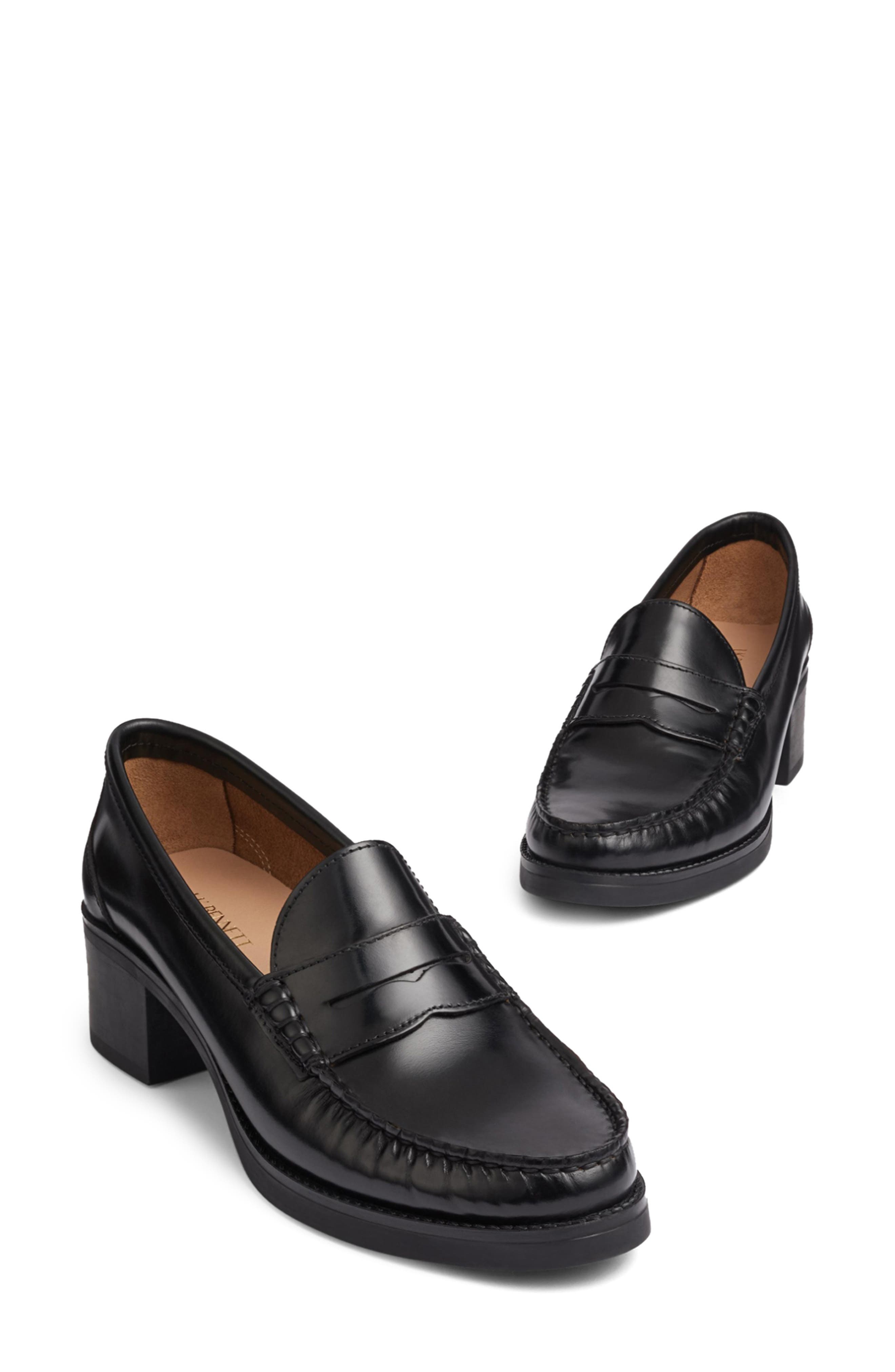 LK Bennett Manon Block Heel Penny Loafer, Alternate, color, Black