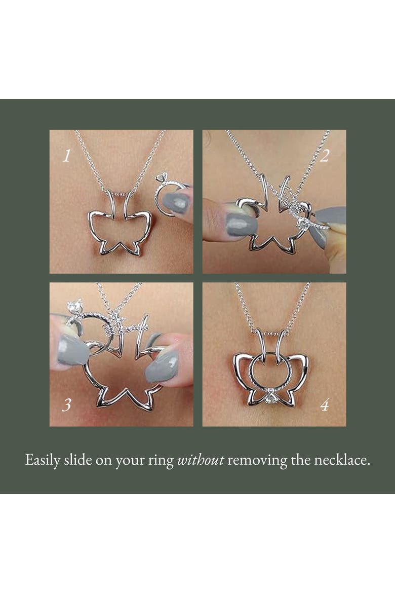 Butterfly Ring Holder Necklace, Stainless Steel Wedding Ring Keeper, Necklace Jewelry, Alternate, color, Silver