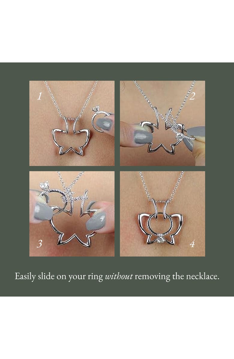 Emily C Butterfly Ring Holder Necklace, Stainless Steel Wedding Ring Keeper, Necklace Jewelry, Alternate, color, Silver