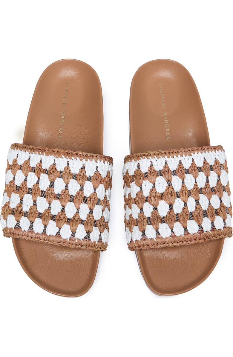 Loeffler Randall Henri Crochet Raffia Slide Sandal, Alternate, color, Cream-Brown Cream