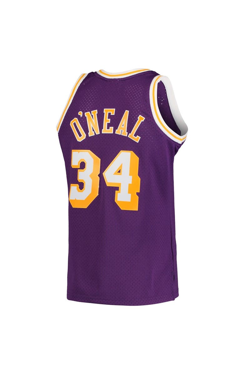 Mitchell & Ness Men's Mitchell & Ness Shaquille O'Neal Purple Los Angeles Lakers Hardwood Classics Swingman Jersey, Alternate, color,