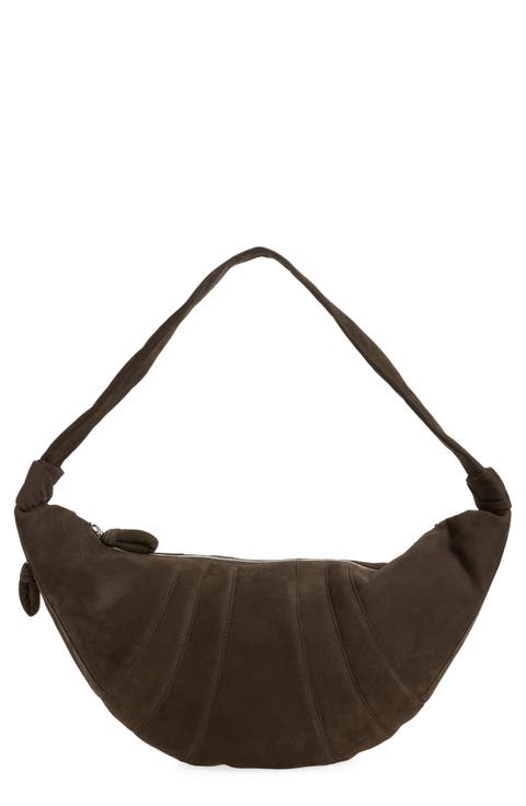 Large Croissant Nubuck Leather Bag