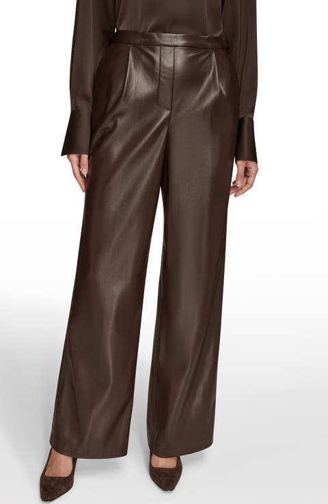 Pull On Faux Leather Pants