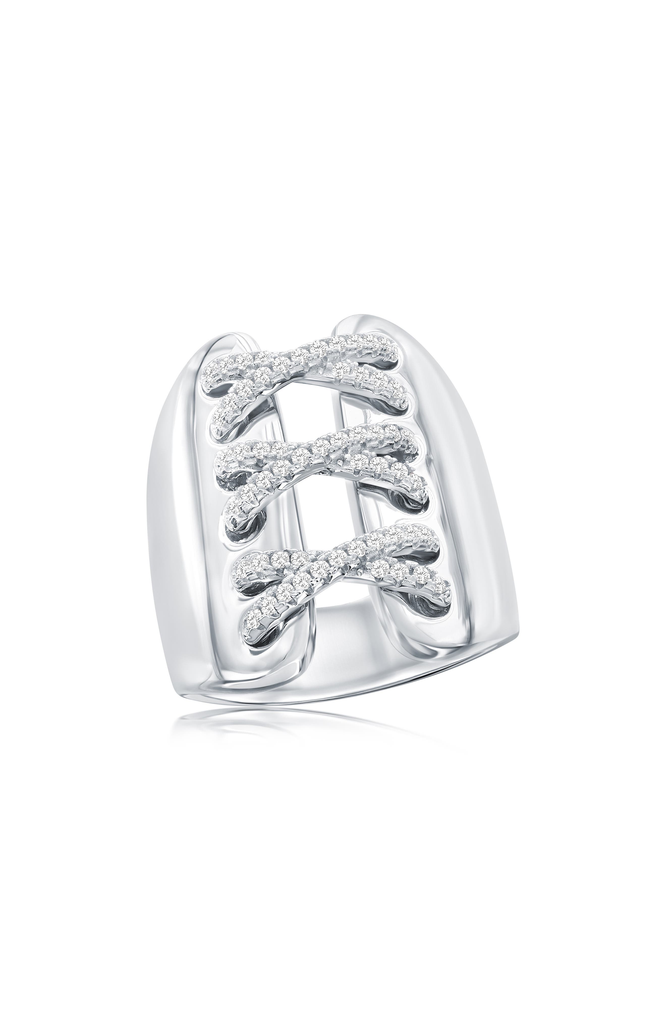 SUZY LEVIAN Cubic Zirconia Wide Triple Cross Over Ring