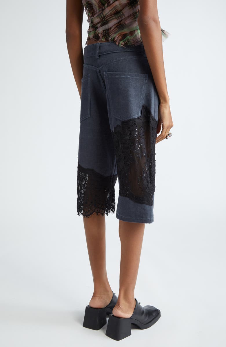 Collina Strada Mikaela Lace Patched Denim Bermuda Shorts, Alternate, color, 